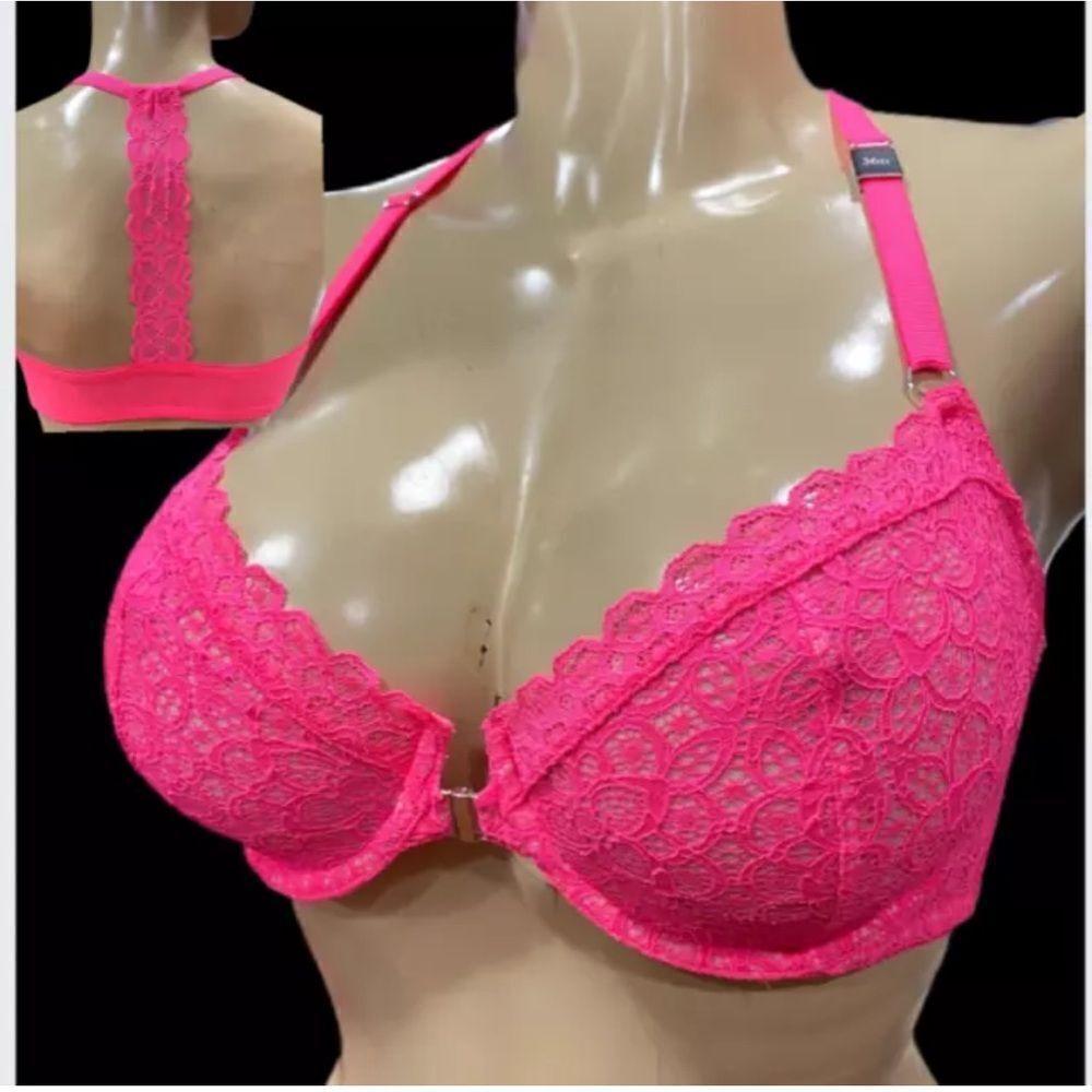 Victorias Secret Dream Angels Unlined Demi Underwire Racerback Lace bra Pink